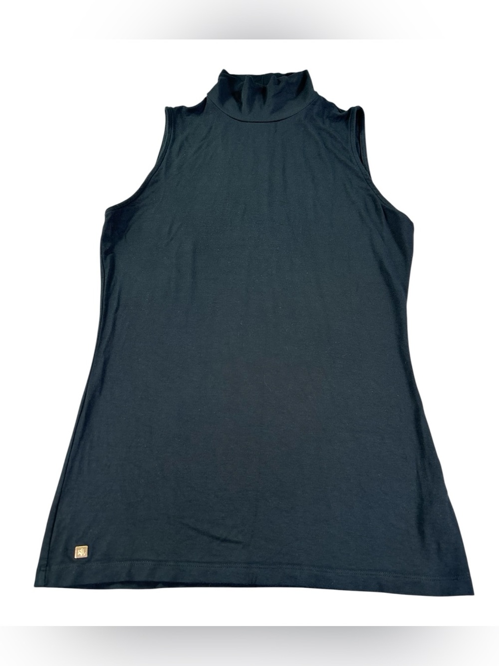 Lauren Ralph Lauren Sleeveless Turtleneck Top Women’s M Black Stretch Jersey